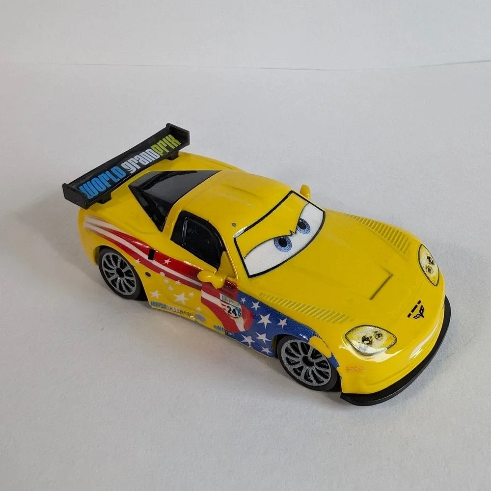 Disney Pixar Cars Jeff Gorvette World Grand Prix Diecast Mattel Yellow Corvette